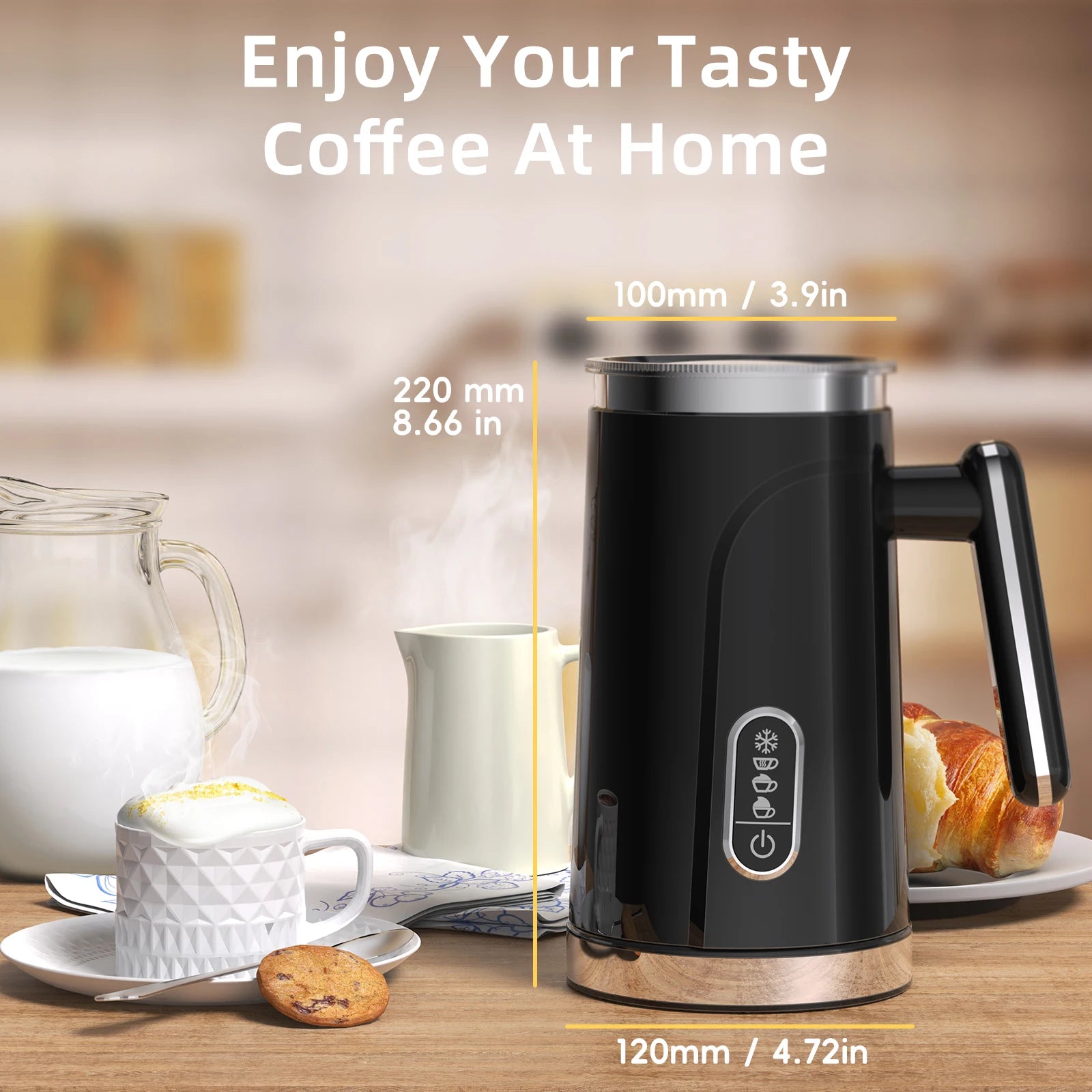 BioloMix,4 in 1 Automatic Hot and Cold Milk Frother Warmer for Latte, Foam Maker, Hot Chocolates, Cappuccino.