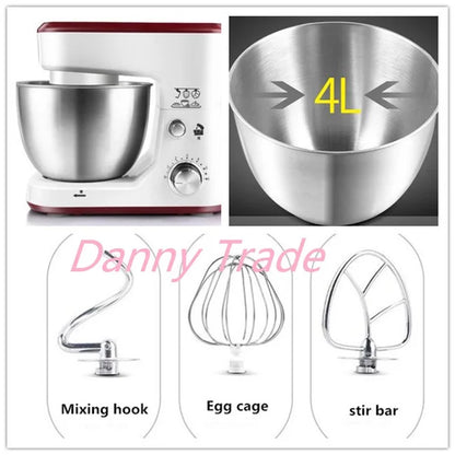 AC220-240V 50-60HZ 600W POWER 4L bowl Powerful home use mini food mixer hand mixer stand mixer Polupar Dough Cream Mixer muliuse.