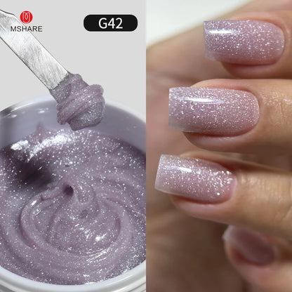 MSHARE 50g/250g Shimmer Pink White Acrylic Gel TPO Free Glitter Shiny Extension Acryl Hard Gel Nails Sculpting Construction