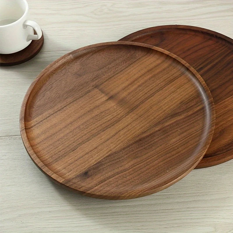 Round Wooden Decorative Serving Tray for Coffee Table and Home Decor, Round Wood Tray for Table Centerpiece, Small Candle Tray.