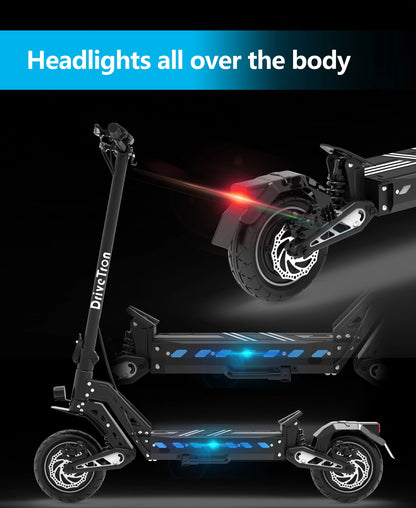 DriveTron DT10 Foldable Adult Electric Scooter, E-Scooter, 50km/h Electric Kick Scooter, 1000W Skateboards, 48V 15.6Ah Kickboard.