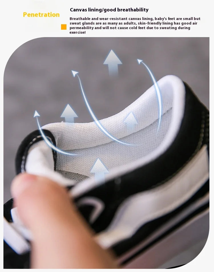 Children's Canvas Shoes Boys Board Shoes New Net Red Low Gang Middle and Large Children Baby Girls Board Shoes Parent-Child Shoe.