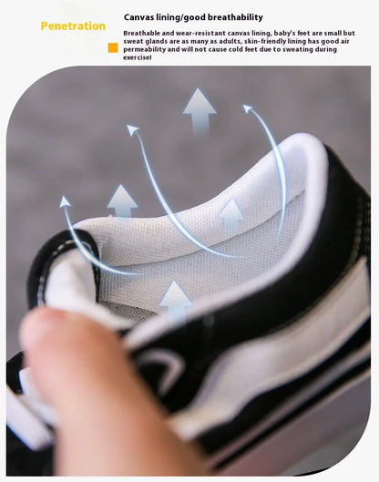 Children's Canvas Shoes Boys Board Shoes New Net Red Low Gang Middle and Large Children Baby Girls Board Shoes Parent-Child Shoe.