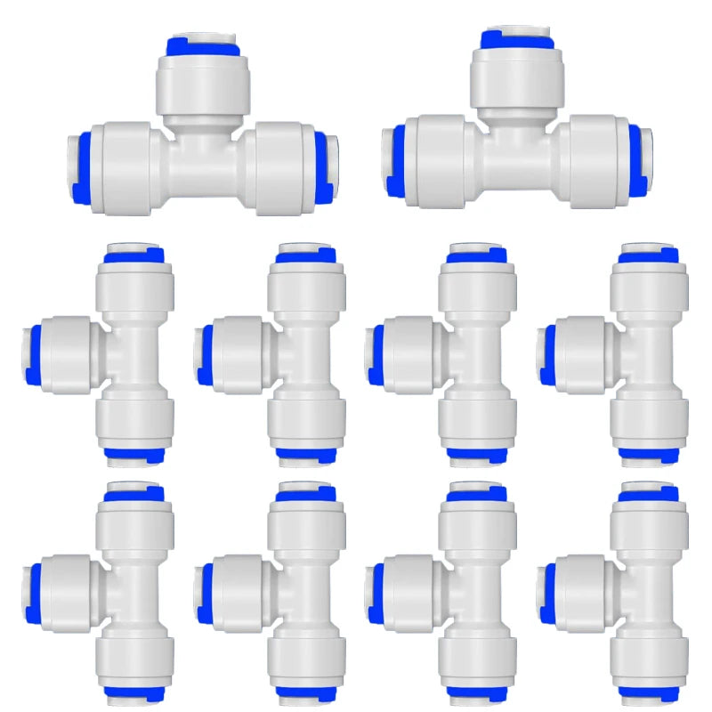 10PCS RO Water Hose Connection Straight Elbow Tee 1/4" Coupling Plastic Quick Pipe Fitting Reverse Osmosis Connector