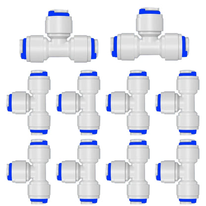 10PCS RO Water Hose Connection Straight Elbow Tee 1/4" Coupling Plastic Quick Pipe Fitting Reverse Osmosis Connector