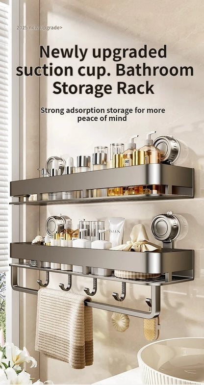 Kein Bohren Saugnapf Saug Badezimmerregal an der Wand Badezimmerregal Toilettenraum Aluminium Hängeregal Badezimmer Organizer Hängen
