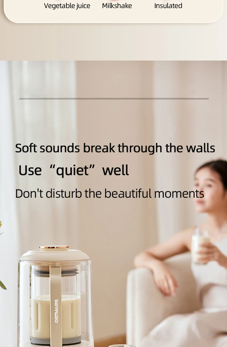 1.5L Soybean Milk Machine Wall Breaking Machine with Soundproof Cover Multifunctional Fruit Vegetable Juicer Automatic Blender.