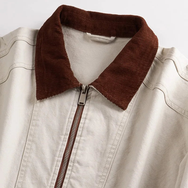 Men Spring Autumn Washed Cotton Loose Casual American Retro Cargo Jacket Man Streetwear Cityboy Coat Outerwear Varsity Jacket.