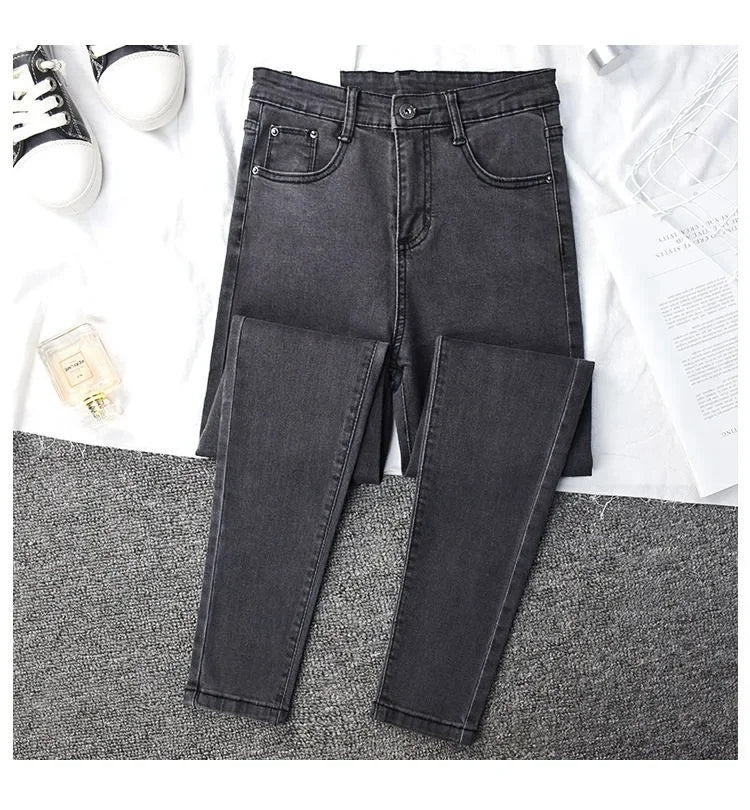 High-waisted Slimming Jeans Women's Cropped Pants Spring Autumn 2021 New Elastic Tight Slims Smooths Your Silhouette Pencil.