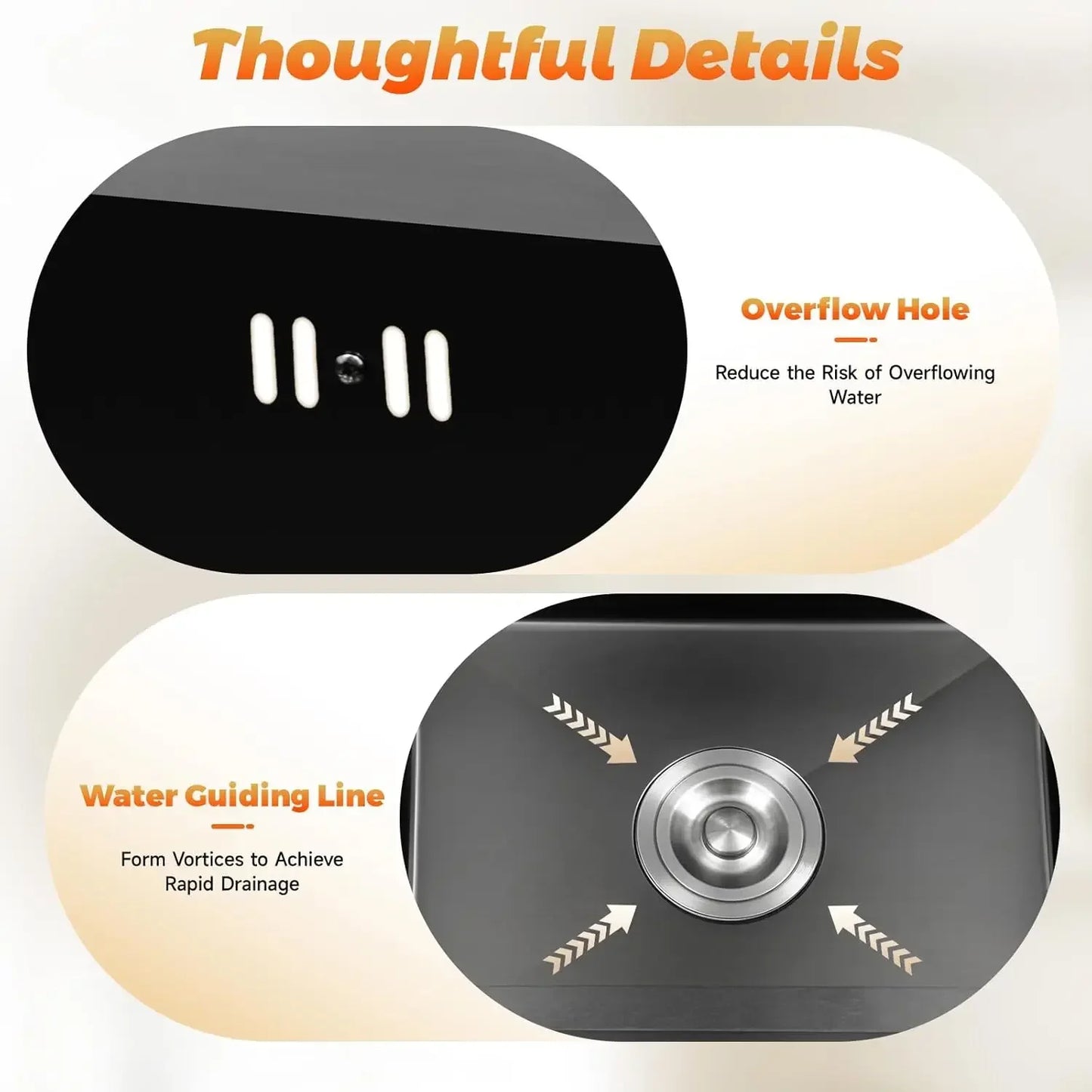 45 x 40 cm schwarzes Nano-Waschbecken, Einzelwaschbecken, kreatives Küchenspülen-Set aus Edelstahl, großes Fassungsvermögen, Wohnaccessoires