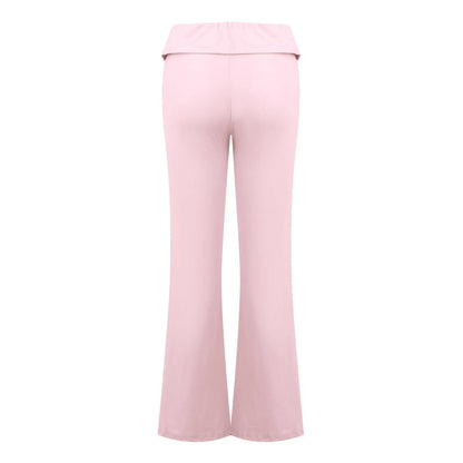 Damenmode, einfarbig, schmale Passform, schmale Reverse-Taille, niedrige Taille, elastische Taille, Schlaghose, Hose für Damen, Damenhose 2024
