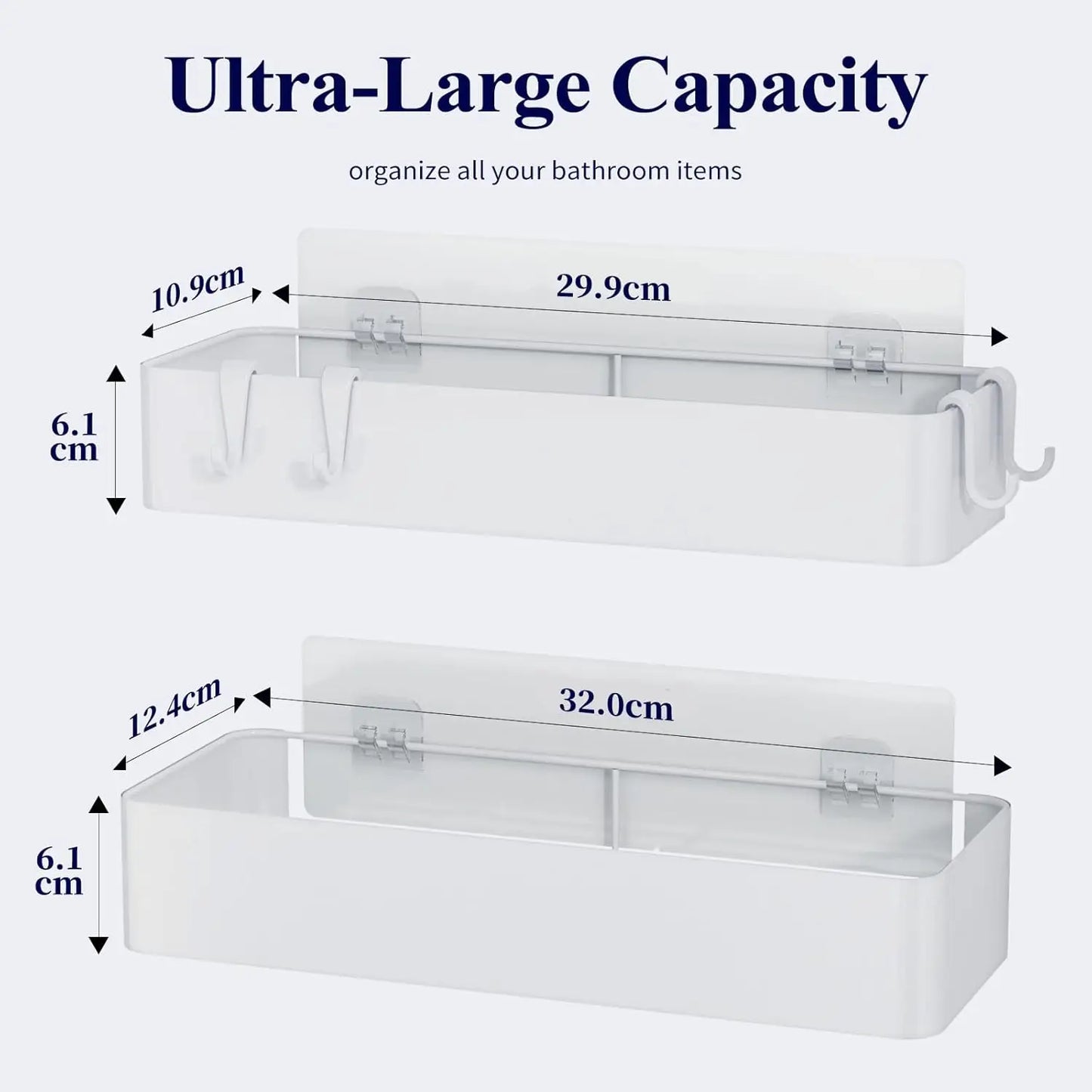 Duschregal ohne Bohren – 2-teiliges Anti-Rost-Badezimmer-Aufbewahrungsregal, bügelfreies, schnell trocknendes Badezimmerregal mit großer Kapazität