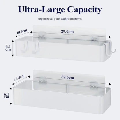 Duschregal ohne Bohren – 2-teiliges Anti-Rost-Badezimmer-Aufbewahrungsregal, bügelfreies, schnell trocknendes Badezimmerregal mit großer Kapazität