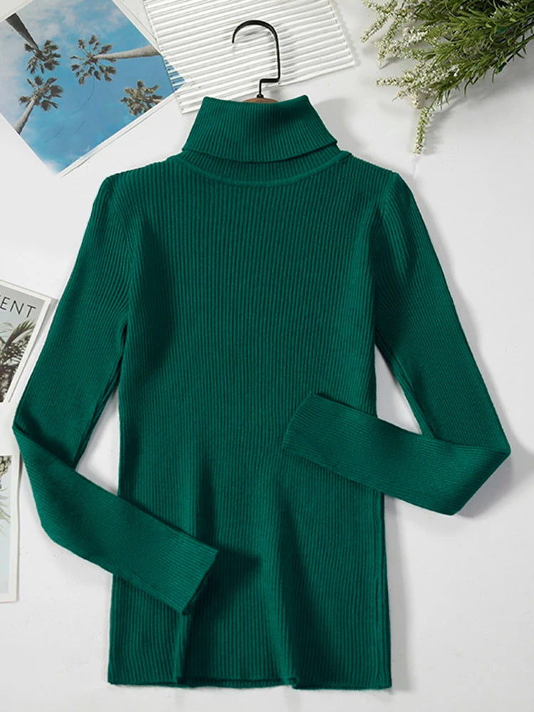 JMPRS Rollkragenpullover Frauen Mode Einfache Winter Pullover Jumper Hohe Elastische Gestrickte Herbst Weibliche Grundlegende Tops Casual Bluse