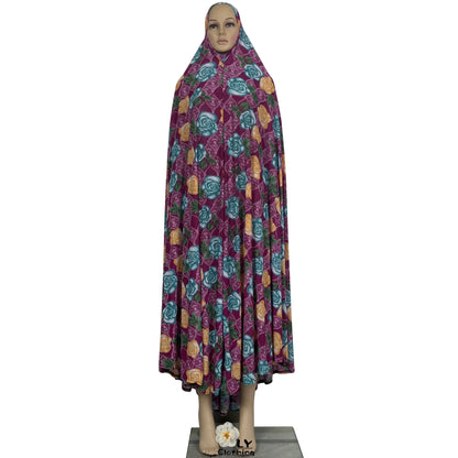 New Dubai Islamic Robe Ramadan Womens Hooded Abaya African Sleeveless Loose Soft Prayer Garment Muslim Floral Dress With Hijab