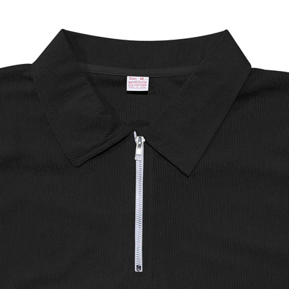 Sommer neue europäische und amerikanische Handel große Herren einfarbig Set mit Kragen, Kurzarm, Reiß verschluss Hosen Set, 2 Stück.