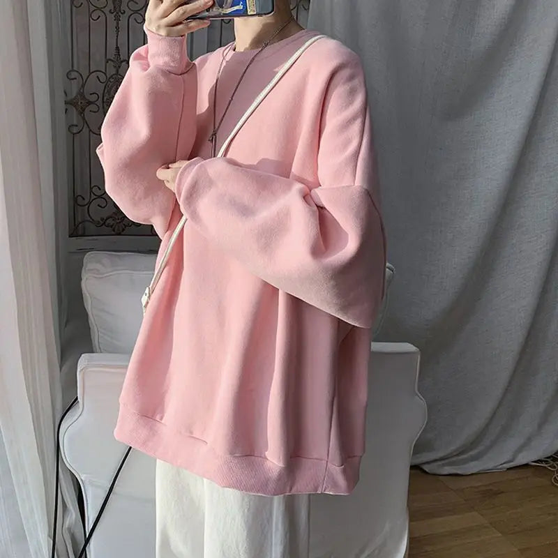 Lazy Style Simplicity Youth Loose Hoodies Sweatshirts Spring Autumn Long Sleeve Solid Casual Tops Korean Fashion Women Clothing.