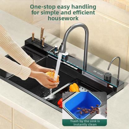 spülbecken küchen new design High-end kitchen sink Knife holder with integrated whale-shaped faucet storage trash can 82*48cm