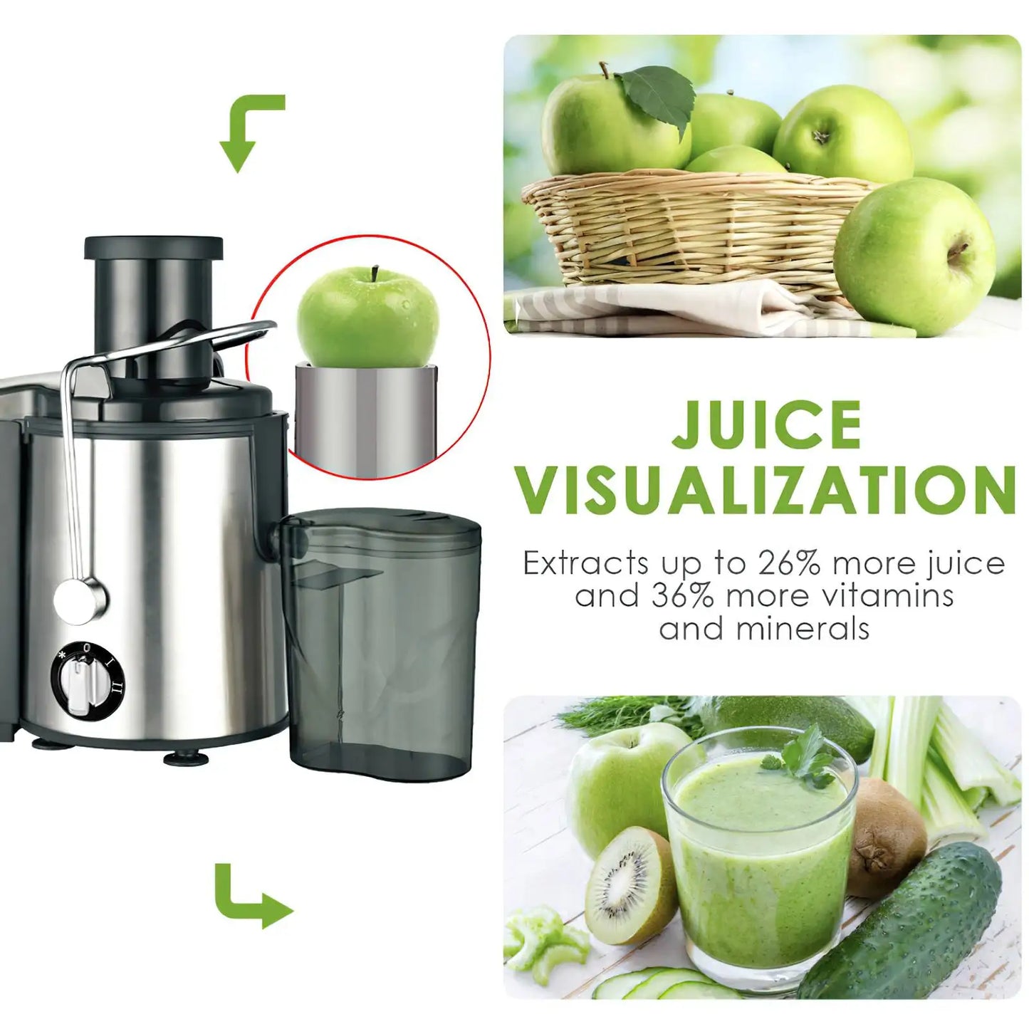 400W Electric Juicer Machine Juicer Wide fall for Whole Fruit Juicer Juicer vegables Fruit mix Blender with boot.