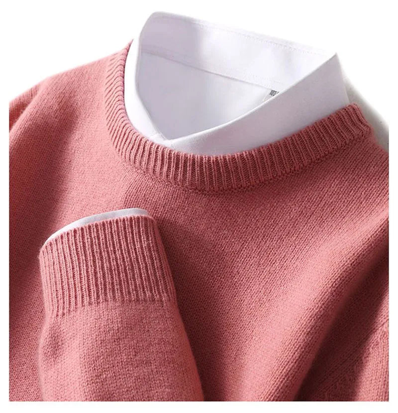 Autumn Winter Men Cashmere Sweater O-neck Soft Warm Pullovers Male Loose Knitted Shirt Korean men's winter blouse.