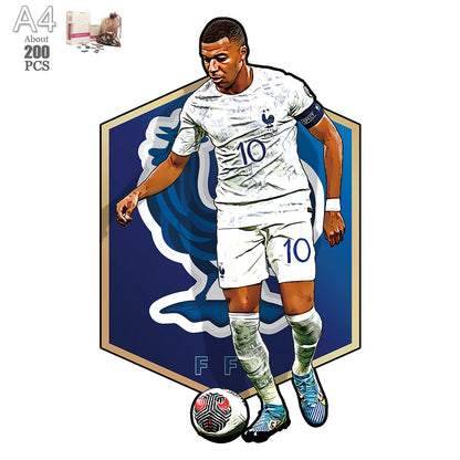 Soccer Player Wooden Puzzle for Football Fan Sports Star Wood Jigsaw Advanced Difficulty A3 A4 Size Puzzles