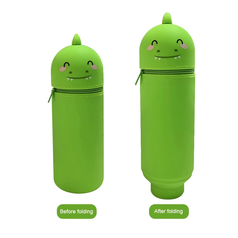 Niedliches Tier-Federmäppchen, 2-in-1-Federmäppchen mit Reißverschluss-Stifthalter, weiches Silikon-Federmäppchen, geeignet für das Schulbüro.