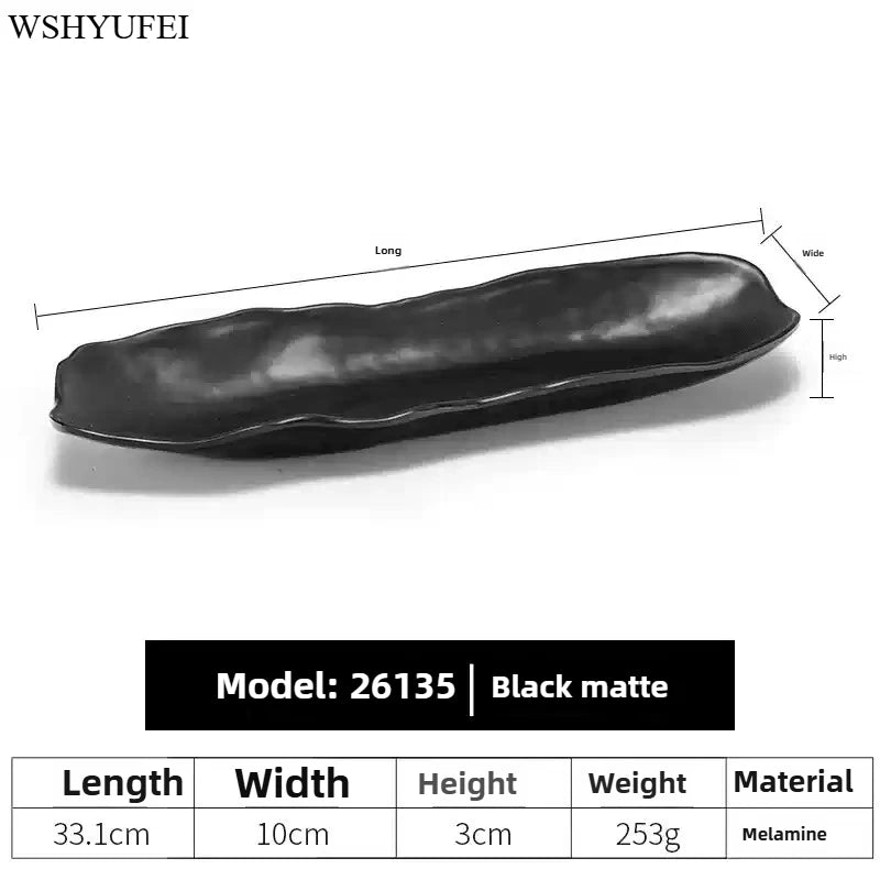 Black Melamine Plate Plastic Barbecue Dish Commercial Cutlery Kitchen Dinner Plates Not Easily Broken Tableware Accessories