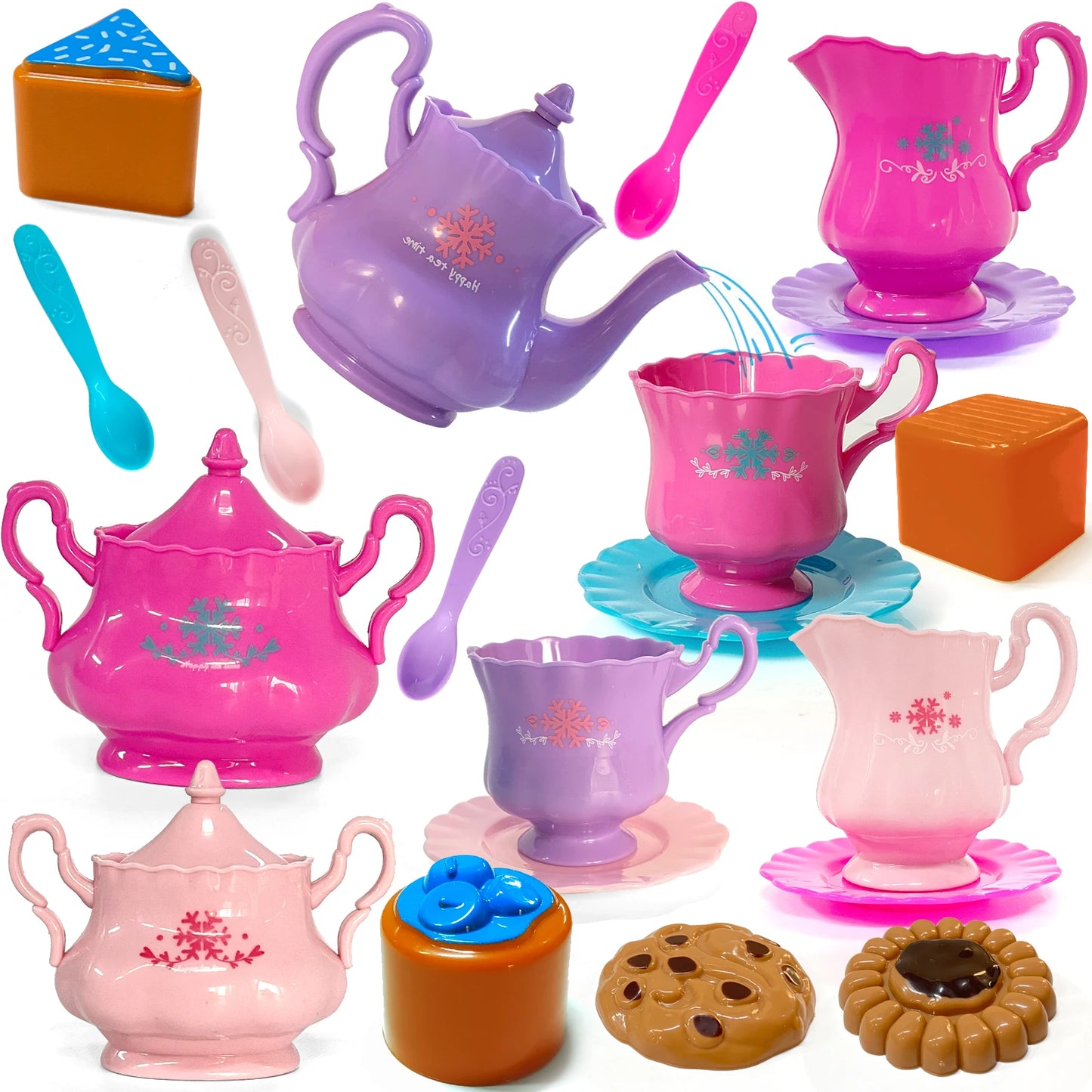 Tea Set for Little Girls, Tea Party Set, Tea Set for Toddlers Including Kettle, Cookies, Kids Play Food, Boys Girls Gifts.