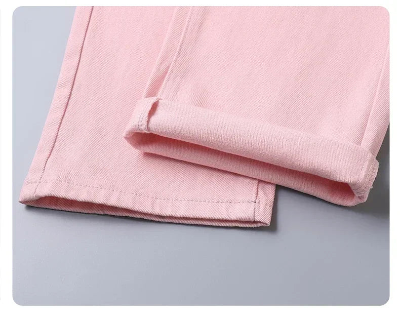 98% Cotton 4 Colors Stretchy Jeans Men's Mid-waist Straight Pencil Denim Trousers Brand Clothing Personality Fashion Male Pants