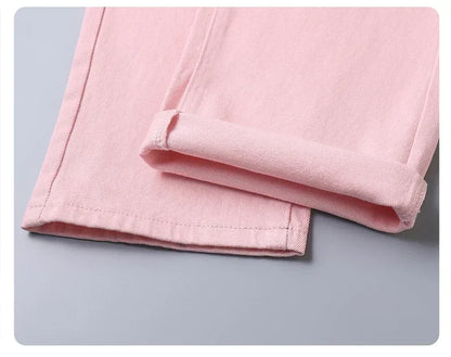 98% Cotton 4 Colors Stretchy Jeans Men's Mid-waist Straight Pencil Denim Trousers Brand Clothing Personality Fashion Male Pants