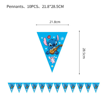Disney Stich Geburtstag Dekorationen Einweg Geschirr Teller Serviette Stroh Tischdecke Folie Ballon Party Liefert Kinder Geschenke.