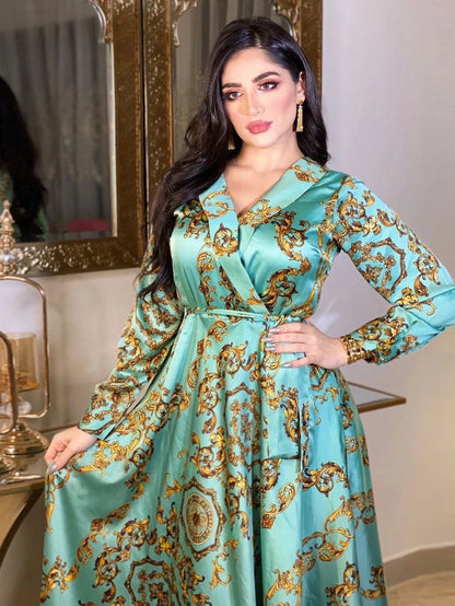 Frühling Muslimische Frauen Kleid Seide Marokkanischen Kaftan Langarm Türkei Dubai Spitze-up Abaya Islamische Kleidung Vestido Indien Kleider 2022.