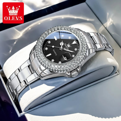 OLEVS 9945 Women Brand Original Quartz Watch Luxury Diamond Automatic Calendar Watch Waterproof Gold Elegant Women Watch Reloj.