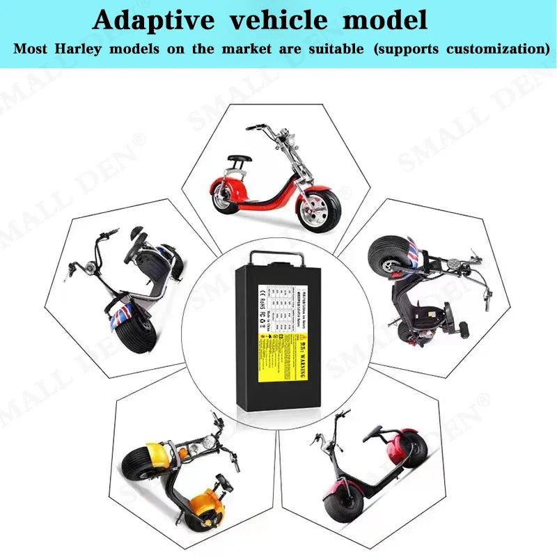 Harley battery 60V 12Ah 15Ah 18Ah 21Ah 24Ah Lithium cell pack Original With BMS For 1800W E-scooter motorcycle +67.2V 3A Charger.