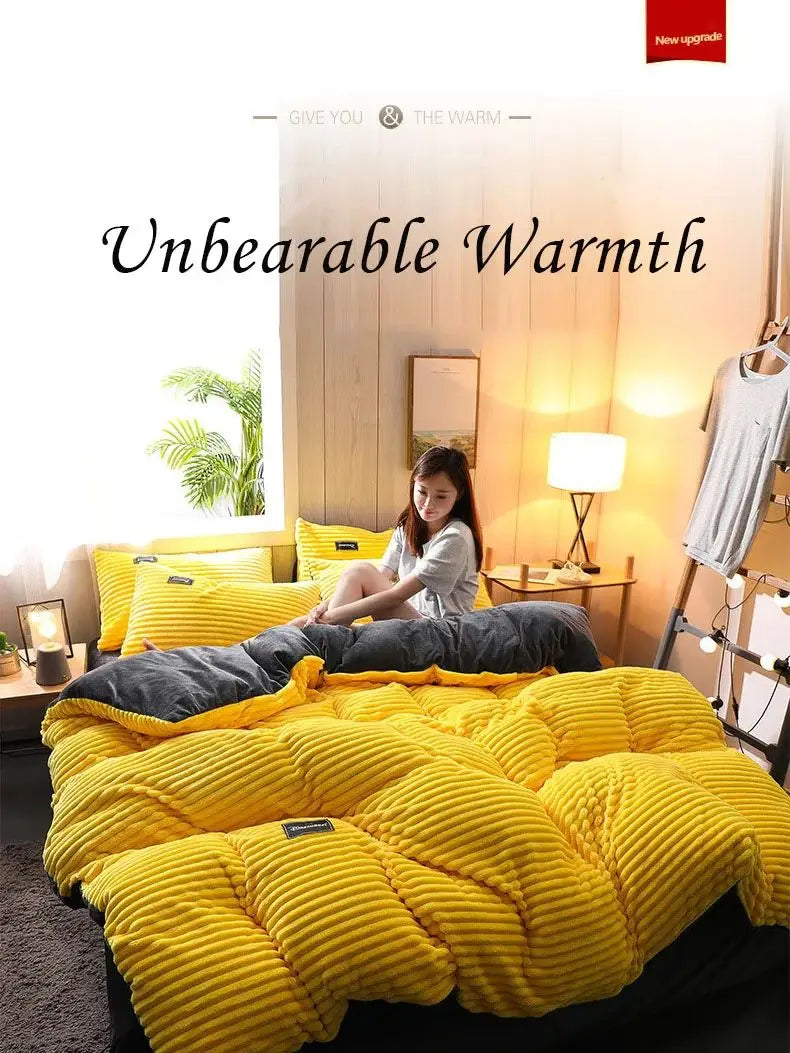 Winter Warm 3pcs Bedding sets Double bed Quilt Cover Thick double-sided velvet king Twin queen size duvet cover with pillowscase.