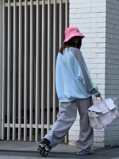 European American 2025, Neuankömmling Damen-Anzug-Set, hochwertiger Herbst- und Winter-Hoodie mit Farbblock-Hose, zweiteiliges Outfit