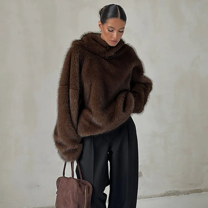 Chic Faux Pelz frauen Mäntel Elegante Revers Binden Gürtel Verdicken Volle Hülse Weibliche Jacken 2025, Herbst Winter Neue dame Streetwears