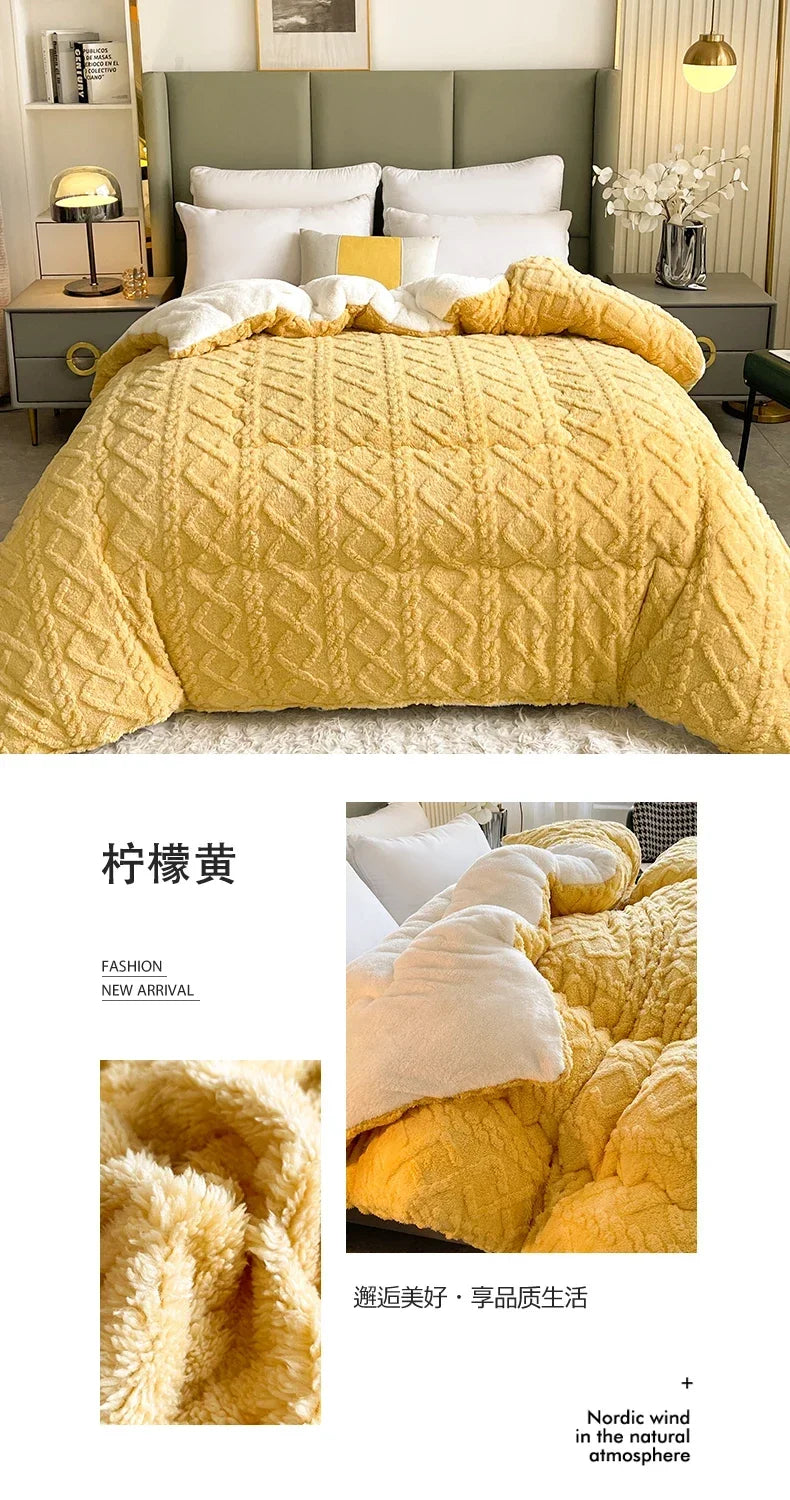 New Super Thick Winter Warm Blanket for Bed Artificial Lamb Cashmere Weighted Blankets Soft Comfortable Warmth Quilt Comforter