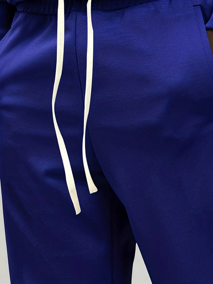 2025 Europe and the United States Spring and Autumn Outdoor New Leisure Men's Sports Suit Color Contrast Outdoor Men's 2 Pieces