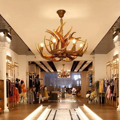 Retro Harz Geweih führte Kronleuchter Restaurant Zimmer Schreibtische Loft Decke Pendel leuchten Home Decoration Zubehör Leuchte.