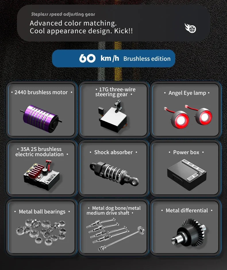 16307PRO 1:16 70KM/H Brushless Remote Control Car High Speed Drift Racing Car Four Wheel Drive Off Road Vehicle Boys Toy Gift