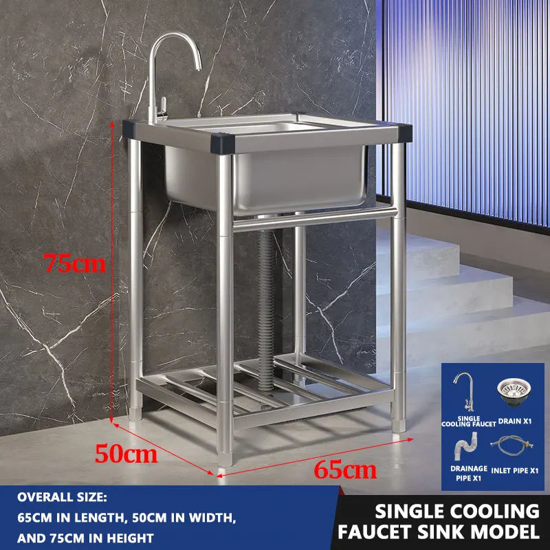 Wash Basin 304 Stainless Steel Sink with Bracket Single/double Sink Wash Basin For Kitchen, Garage, Laundry and Basement