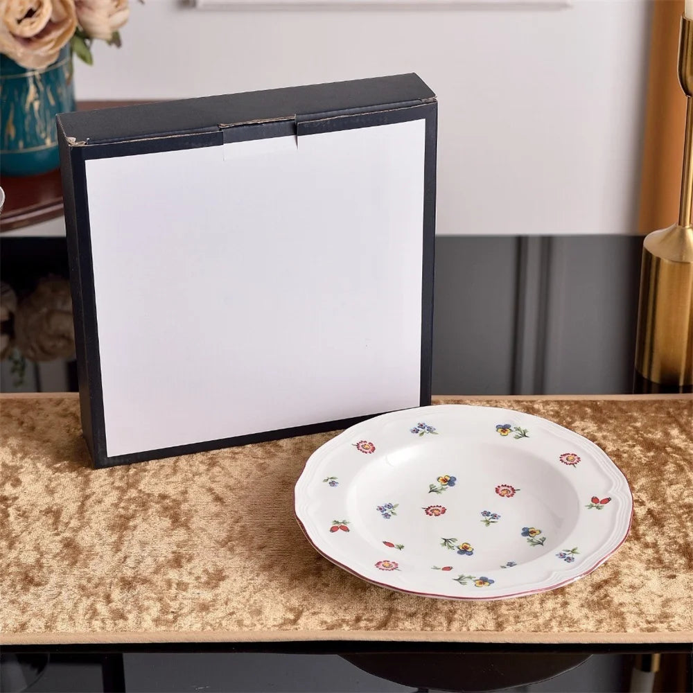 German Small Flower Ceramic Tableware European Pastoral Salad Bowl Plate Household Afternoon Tea Coffee Cup Saucer Teapot.