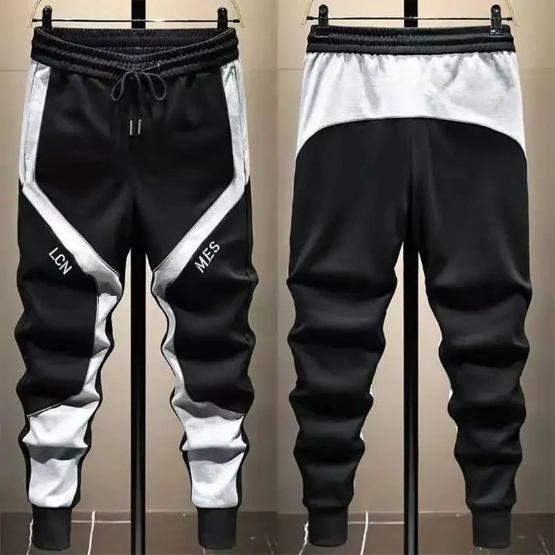 Lässige Herrenhose, koreanische trendige, locker sitzende Hose für dicke Leute, Herren-Jogginghose mit Gürtel und Spleißen.