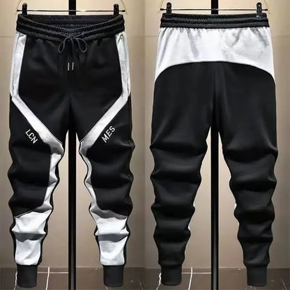 Lässige Herrenhose, koreanische trendige, locker sitzende Hose für dicke Leute, Herren-Jogginghose mit Gürtel und Spleißen.