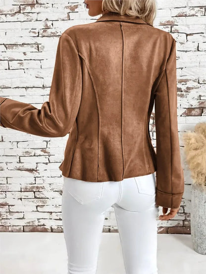 2025 mode Herbst Winter Neue Stil Modische Jacken Langarm Kerb Kragen Abnehmen Einfarbig Mantel Frauen Outer.