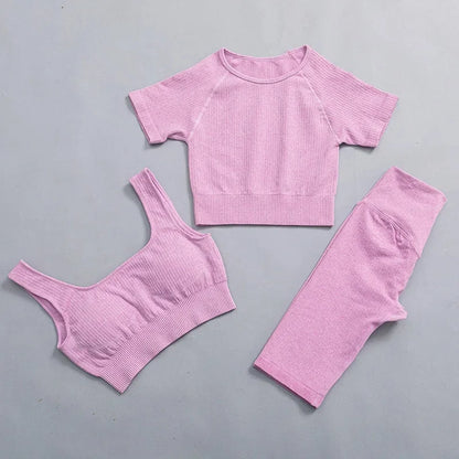 Women's Three-Piece Sportswear Set Yoga Fitness Leisure Sports Bra Pants Set Comfortable Breathable Gym Workout Outfit