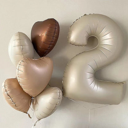40in Cream Big Number Balloon 18in Three Color Love Foil Helium Balloons Aldult Birthday Set Boys Girls 1st Birthday Decorations