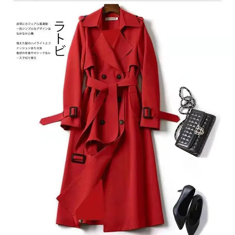 Herbst Winter Langarm Graben Mantel Für Frauen 2024 Mode Lose Büro Dame Lange Outer Jacke Mäntel Weibliche Kleidung