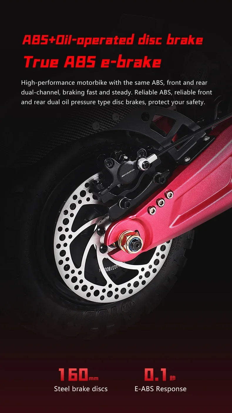 BOYUEDA S5 Electric Scooter 6000W Dual Motor 60V38Ah NFC Activation Scooters Electric 11" Off-Road Tire Bluetooth Connectivity.